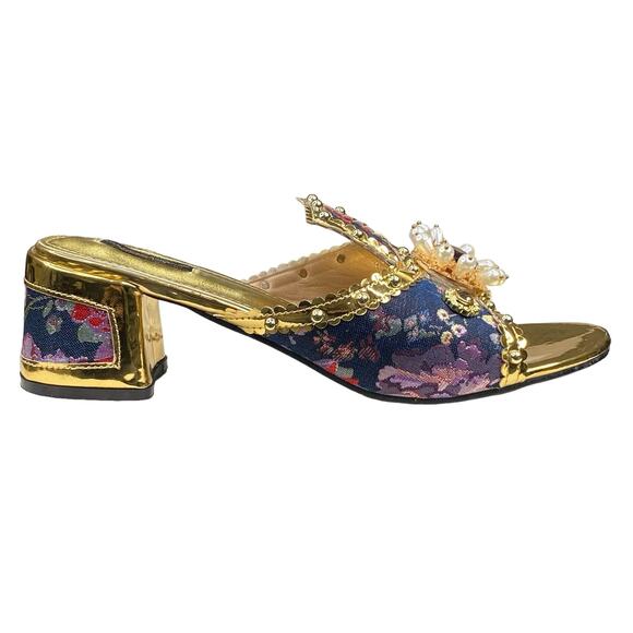 Dolce & Gabbana Women's Baroque Embellished Multicolor Sandals Pumps Size US 8 - Picture 1 of 13